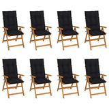 Reclining Folding Chairs with Cushions 8 pcs Solid Teak Wood