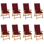 Reclining Folding Chairs with Cushions 8 pcs Solid Teak Wood