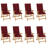Reclining Folding Chairs with Cushions 8 pcs Solid Teak Wood