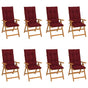 Reclining Folding Chairs with Cushions 8 pcs Solid Teak Wood
