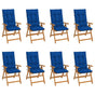 Reclining Folding Chairs with Cushions 8 pcs Solid Teak Wood
