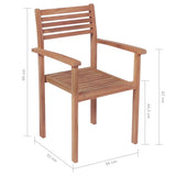 Stackable Garden Chairs 6 pcs Solid Teak Wood - Rear View