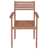 Stackable Garden Chairs with Cushions 6 pcs Solid Teak Wood - Top-Down View