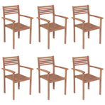 Stackable Garden Chairs with Cushions 6 pcs Solid Teak Wood