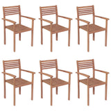 Stackable Garden Chairs with Cushions 6 pcs Solid Teak Wood - Side View