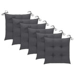 Stackable Garden Chairs with Cushions 6 pcs Solid Teak Wood