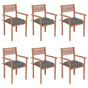 Stackable Garden Chairs with Cushions 6 pcs Solid Teak Wood