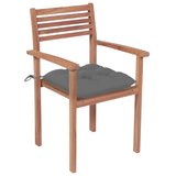 Stackable Garden Chairs with Cushions 6 pcs Solid Teak Wood