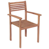 Stackable Garden Chairs with Cushions 6 pcs Solid Teak Wood