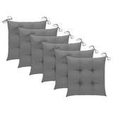 Stackable Garden Chairs with Cushions 6 pcs Solid Teak Wood - Close-Up Angle