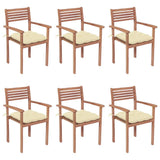 Stackable Garden Chairs with Cushions 6 pcs Solid Teak Wood