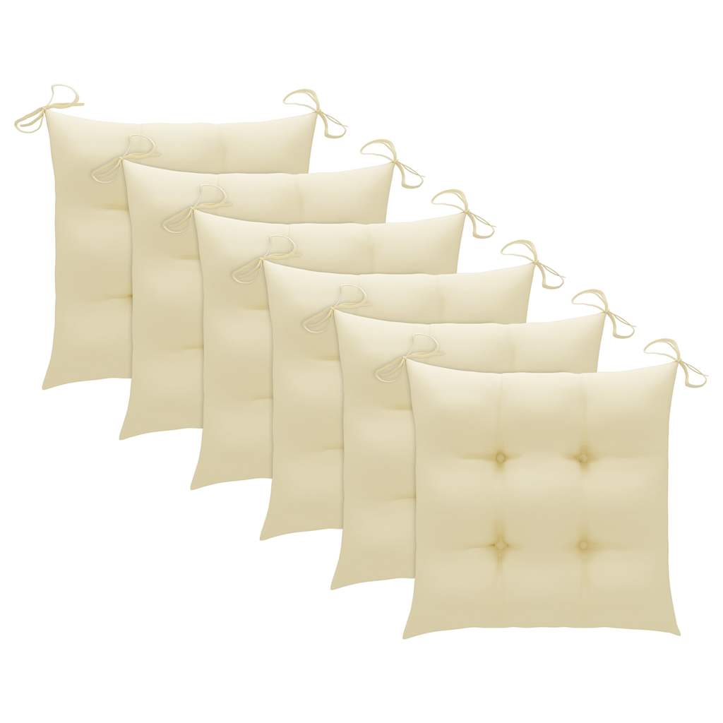 Stackable Garden Chairs with Cushions 6 pcs Solid Teak Wood