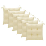 Stackable Garden Chairs with Cushions 6 pcs Solid Teak Wood