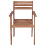 Stackable Garden Chairs 8 pcs Solid Teak Wood - Side View