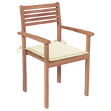 Stackable Garden Chairs with Cushions 8 pcs Solid Teak Wood - Front View
