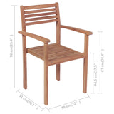 Stackable Garden Chairs with Cushions 8 pcs Solid Teak Wood - Extra Image
