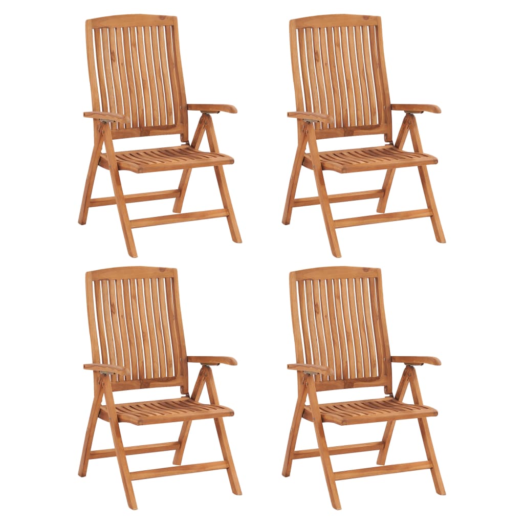 Reclining Folding Chairs 4 pcs Solid Teak Wood