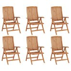 Reclining Folding Chairs 6 pcs Solid Teak Wood