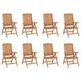 Reclining Folding Chairs 8 pcs Solid Teak Wood