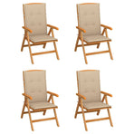 Reclining Folding Chairs with Cushions 4 pcs Solid Teak Wood