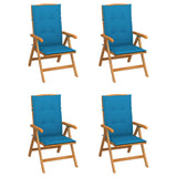 Reclining Folding Chairs with Cushions 4 pcs Solid Teak Wood