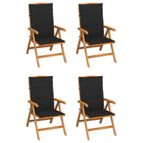 Reclining Folding Chairs with Cushions 4 pcs Solid Teak Wood