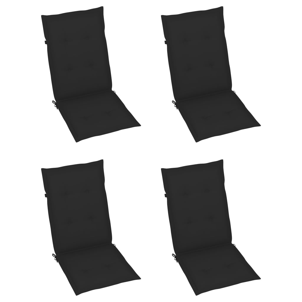 Reclining Folding Chairs with Cushions 4 pcs Solid Teak Wood
