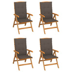 Reclining Folding Chairs with Cushions 4 pcs Solid Teak Wood