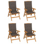 Reclining Folding Chairs with Cushions 4 pcs Solid Teak Wood