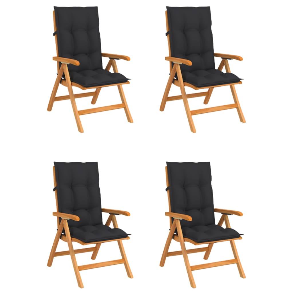 Reclining Folding Chairs with Cushions 4 pcs Solid Teak Wood