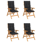 Reclining Folding Chairs with Cushions 4 pcs Solid Teak Wood