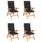 Reclining Folding Chairs with Cushions 4 pcs Solid Teak Wood