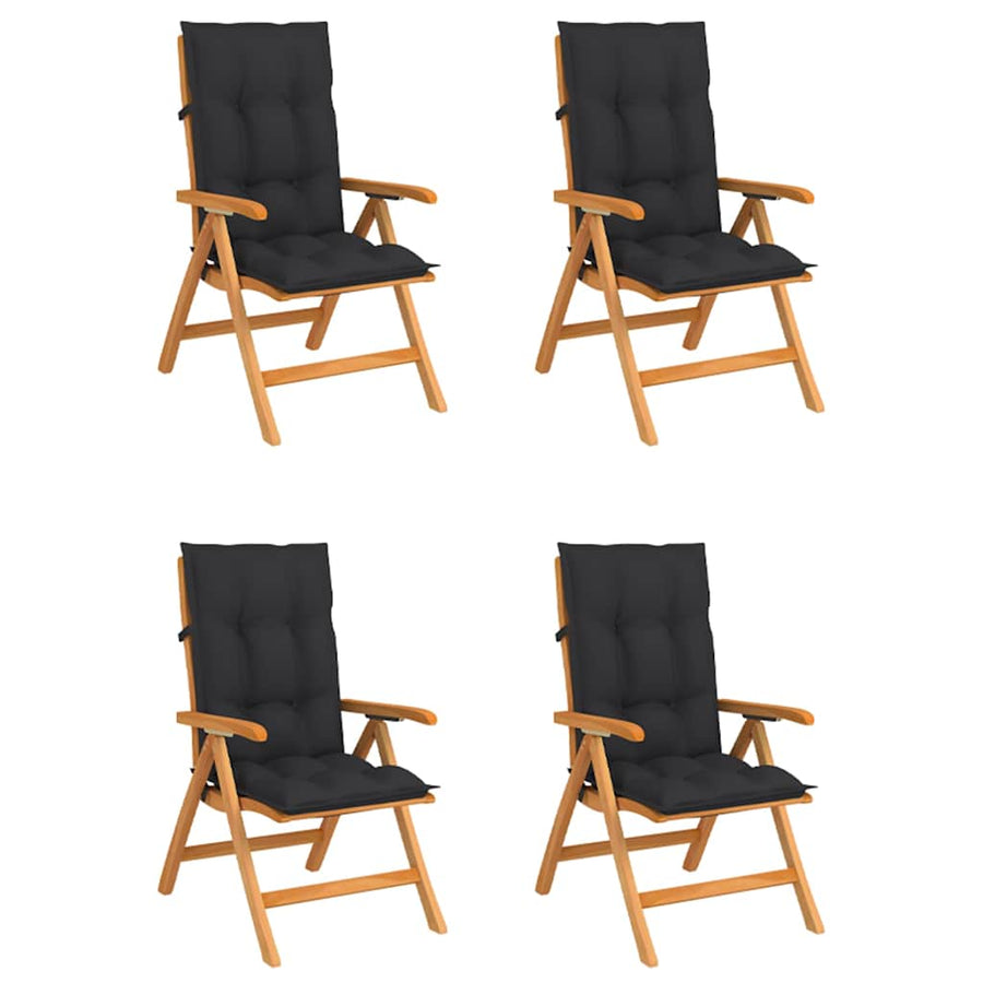 Reclining Folding Chairs with Cushions 4 pcs Solid Teak Wood