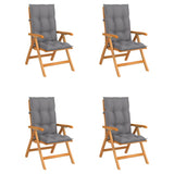 Reclining Folding Chairs with Cushions 4 pcs Solid Teak Wood