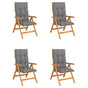 Reclining Folding Chairs with Cushions 4 pcs Solid Teak Wood