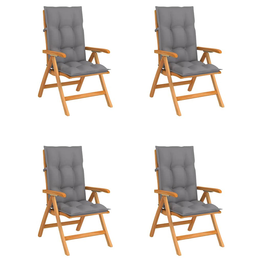 Reclining Folding Chairs with Cushions 4 pcs Solid Teak Wood