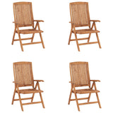 Reclining Folding Chairs with Cushions 4 pcs Solid Teak Wood