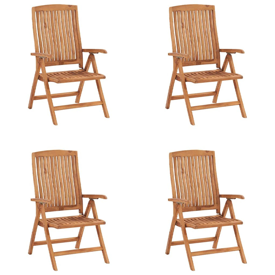Reclining Folding Chairs with Cushions 4 pcs Solid Teak Wood