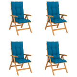 Reclining Folding Chairs with Cushions 4 pcs Solid Teak Wood