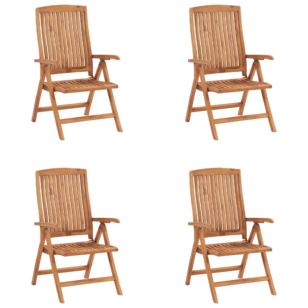 Reclining Folding Chairs with Cushions 4 pcs Solid Teak Wood