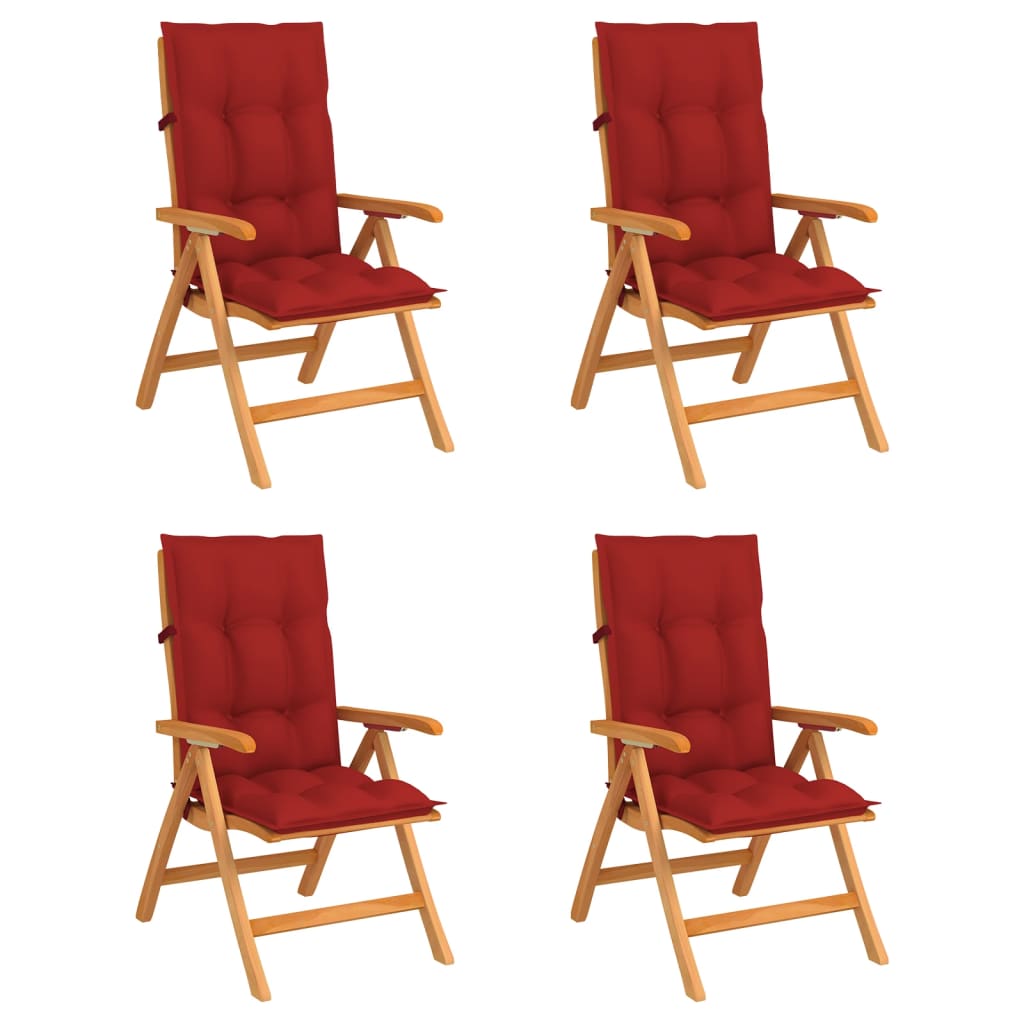 Reclining Folding Chairs with Cushions 4 pcs Solid Teak Wood