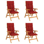 Reclining Folding Chairs with Cushions 4 pcs Solid Teak Wood