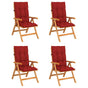 Reclining Folding Chairs with Cushions 4 pcs Solid Teak Wood