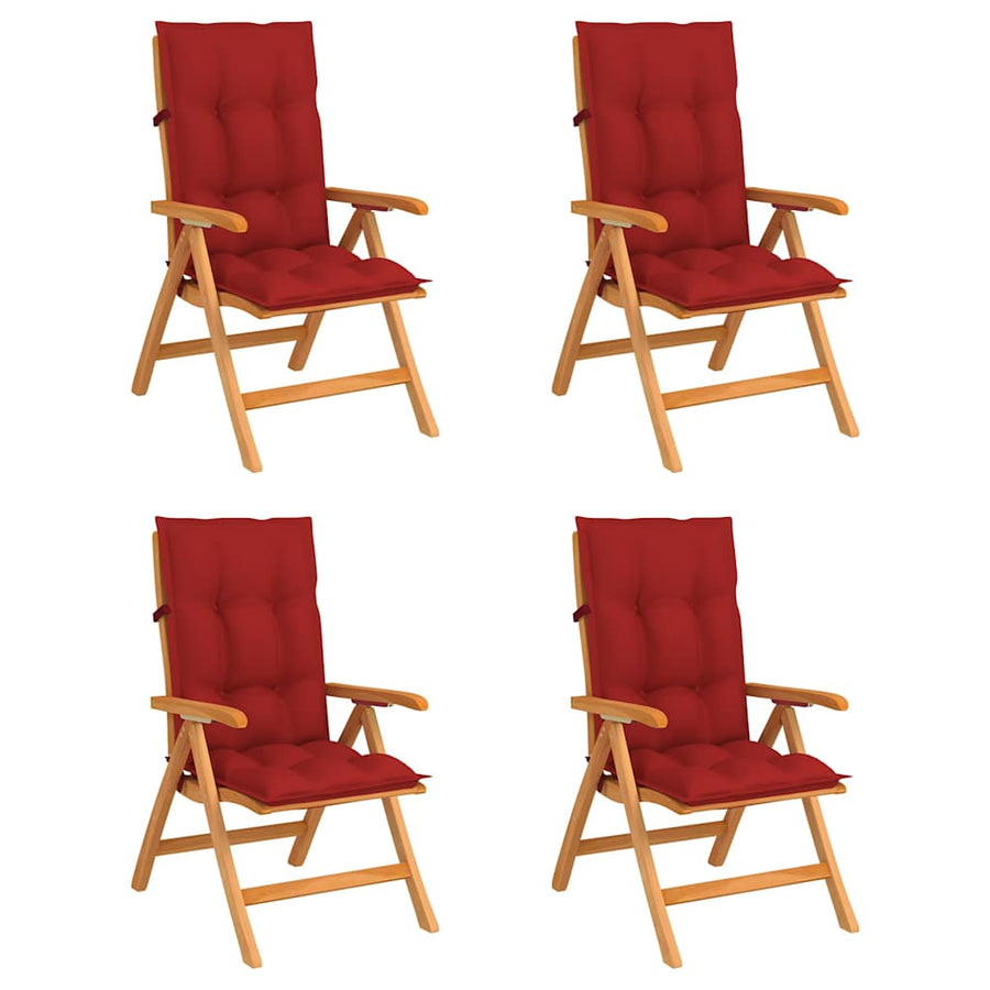 Reclining Folding Chairs with Cushions 4 pcs Solid Teak Wood