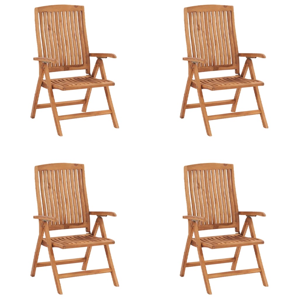 Reclining Folding Chairs with Cushions 4 pcs Solid Teak Wood