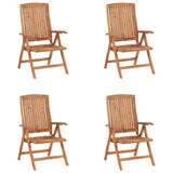 Reclining Folding Chairs with Cushions 4 pcs Solid Teak Wood - Front View