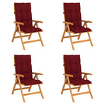 Reclining Folding Chairs with Cushions 4 pcs Solid Teak Wood