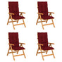 Reclining Folding Chairs with Cushions 4 pcs Solid Teak Wood