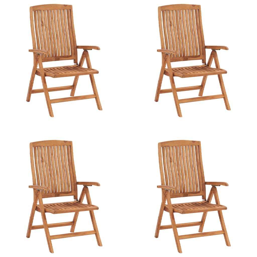 Reclining Folding Chairs with Cushions 4 pcs Solid Teak Wood