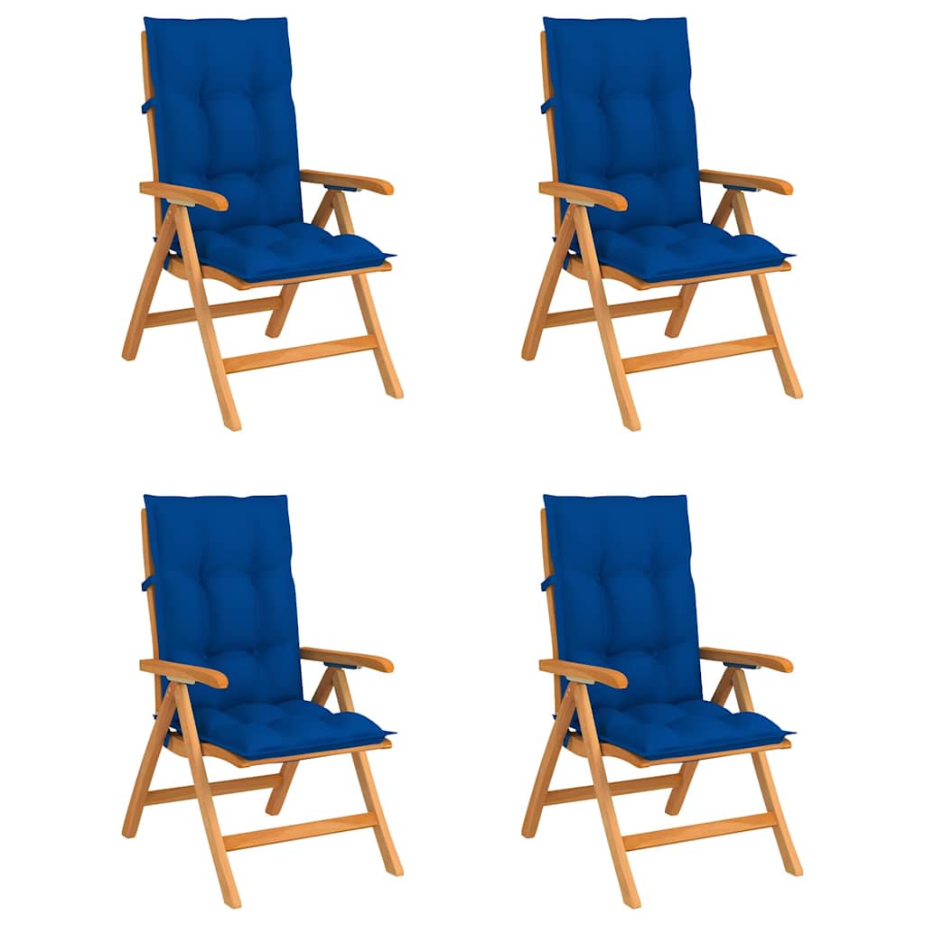 Reclining Folding Chairs with Cushions 4 pcs Solid Teak Wood